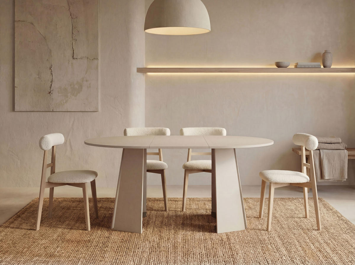 ESSTISCH Lunda rund ausziehbar verlängerbar, Kaschmir Grau-Beige 100-140/100/76 cm - Kaschmir/Schwarz, Holzwerkstoff (100/100/76cm) - WFL GROUP