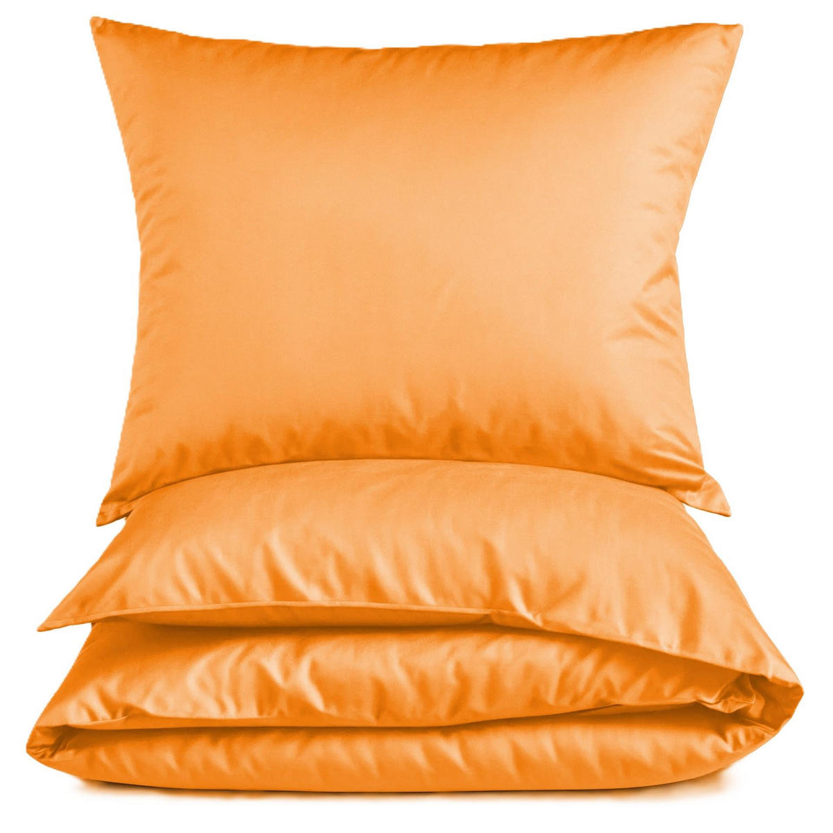 MAKO-SATIN-BETTWÄSCHE 155x220 Bettbezug einfarbig 100% Baumwolle - Uni Orange Curry - Currygelb, Textil (155/220cm) - Carpe Sonno