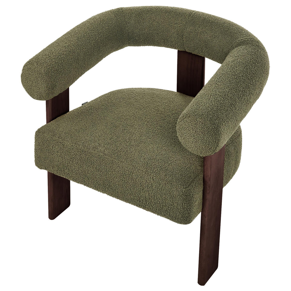 SESSEL Bouclé Grün/Dunkelbraun Ilbro - Braun/Grün, Textil (77/76/68cm) - Beliani