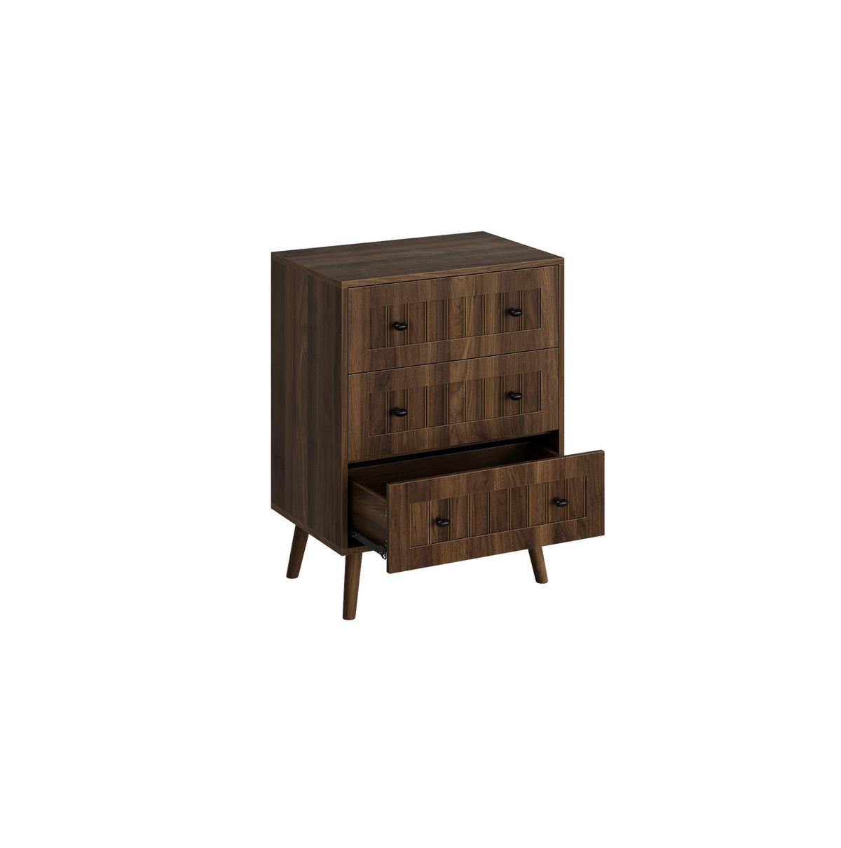 KOMMODE 60/40/79 cm aus MDF mit 3 Schubladen und Rillenfront Walnussfarben - Walnussfarben, Holzwerkstoff (60/78/40cm) - Modenvie