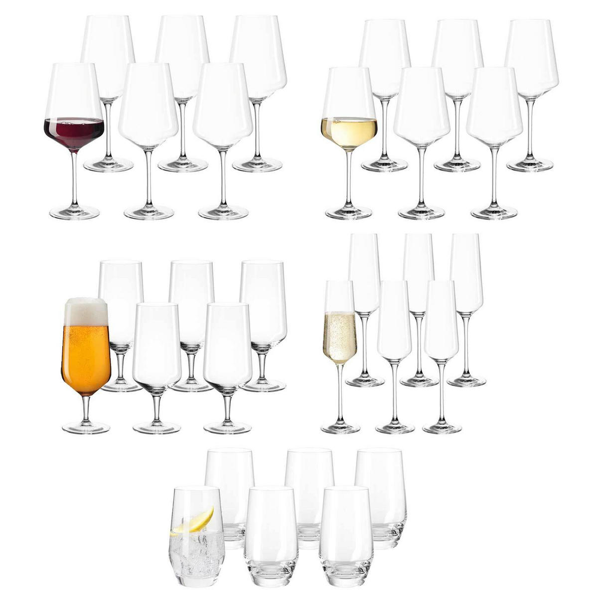 GLÄSERSET BIER, SEKT, WEIN Puccini transparent 30er Set - Transparent, Glas - Leonardo Living