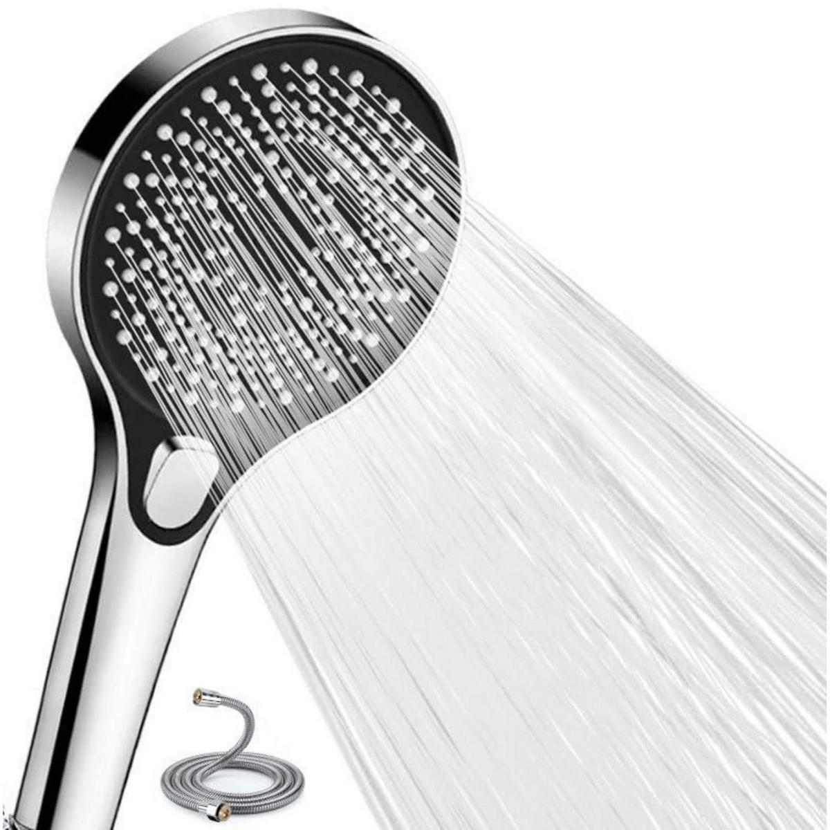 HANDBRAUSE Set mit 1.5m Schlauch Chrom Rund - Silberfarben, Metall (12/12.7/28cm)