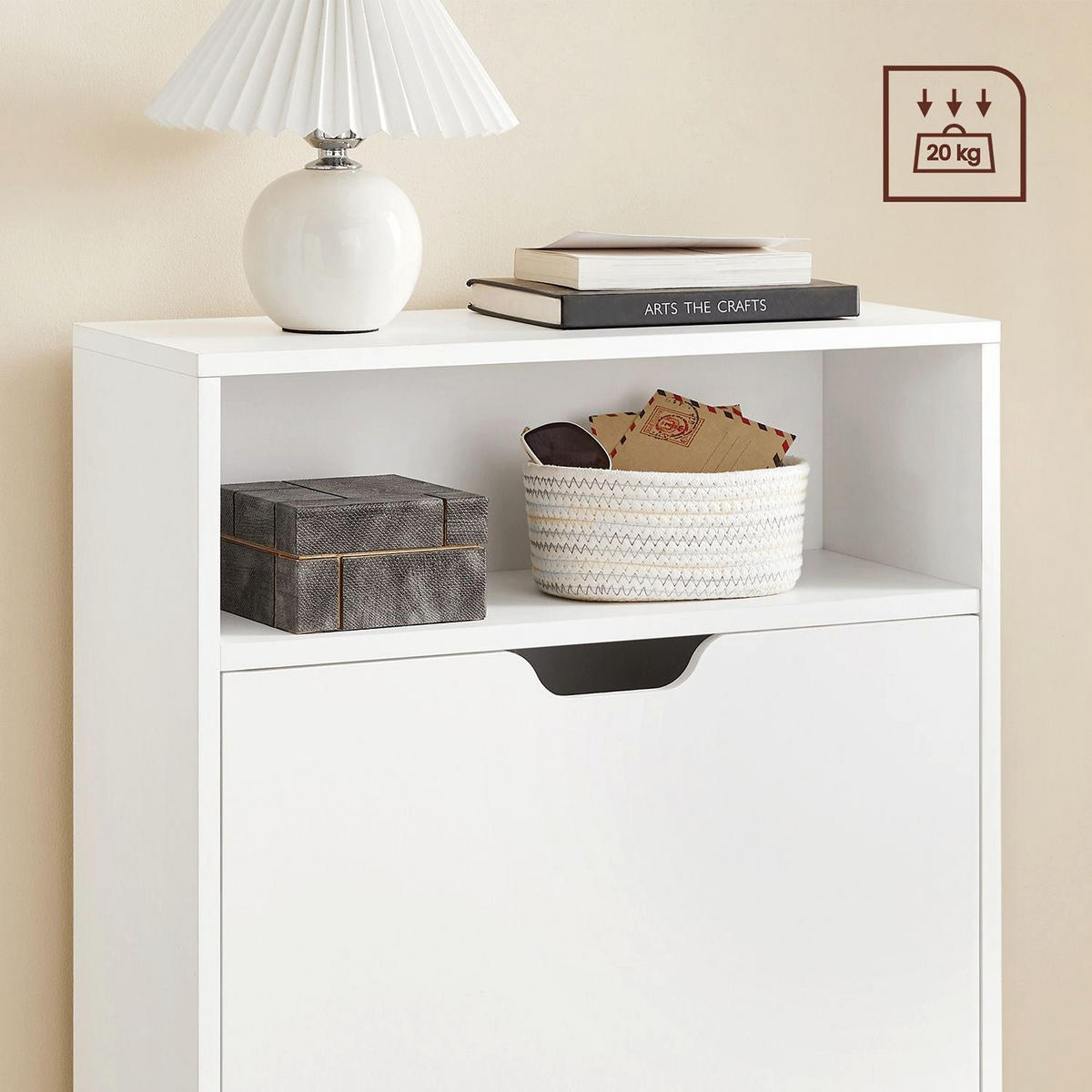 SCHUHSCHRANK SCHUHAUFBEWAHRUNG - Weiß, Holzwerkstoff (24/102/60cm) - Hansiro