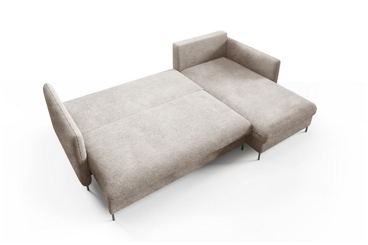 ECKSOFA Belis Boucle in Beige, Schlafsofa - Beige, Holzwerkstoff/Textil (216/165cm) - Bettso