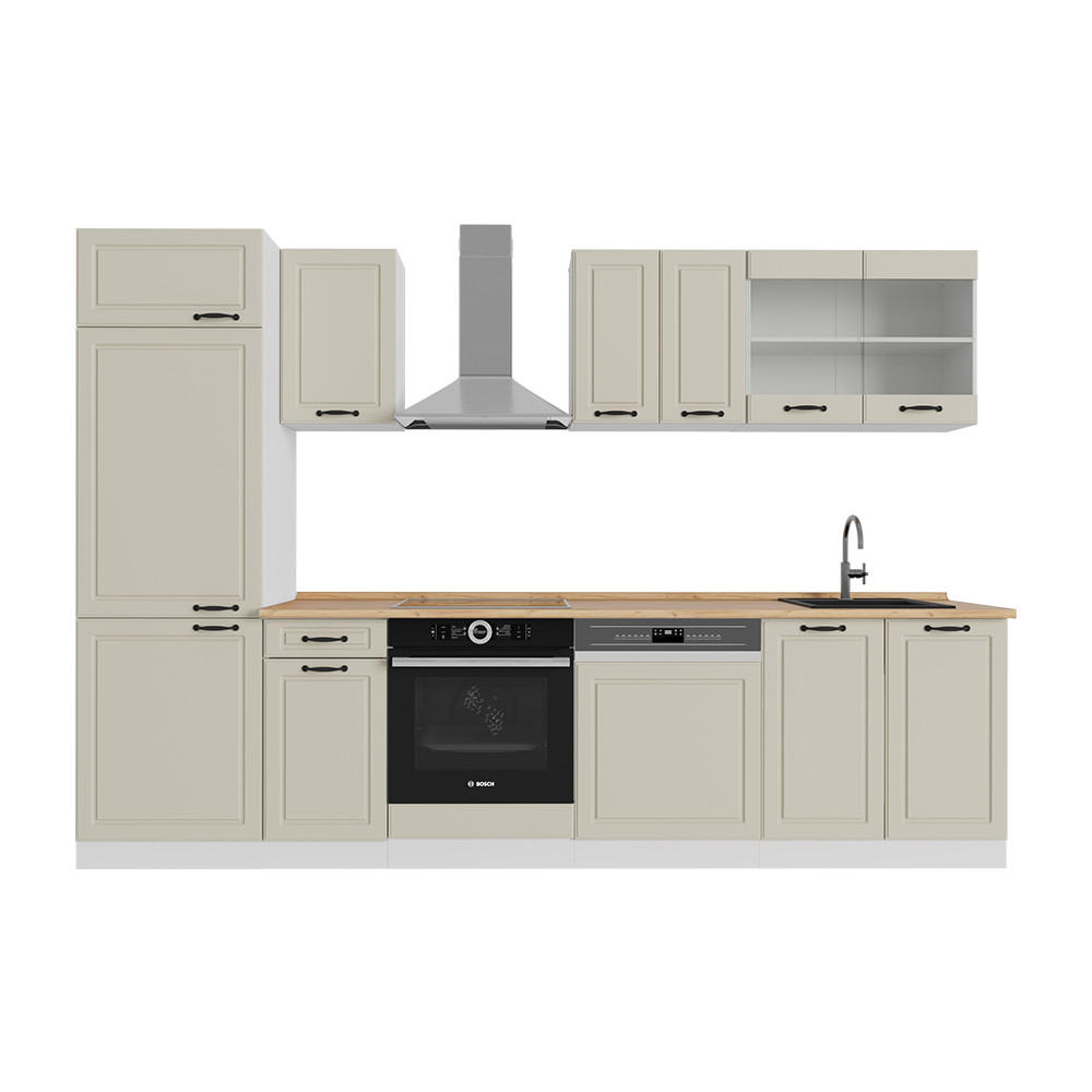Vicco Küchenzeile Beige, Weiß 300x206.8x60 cm