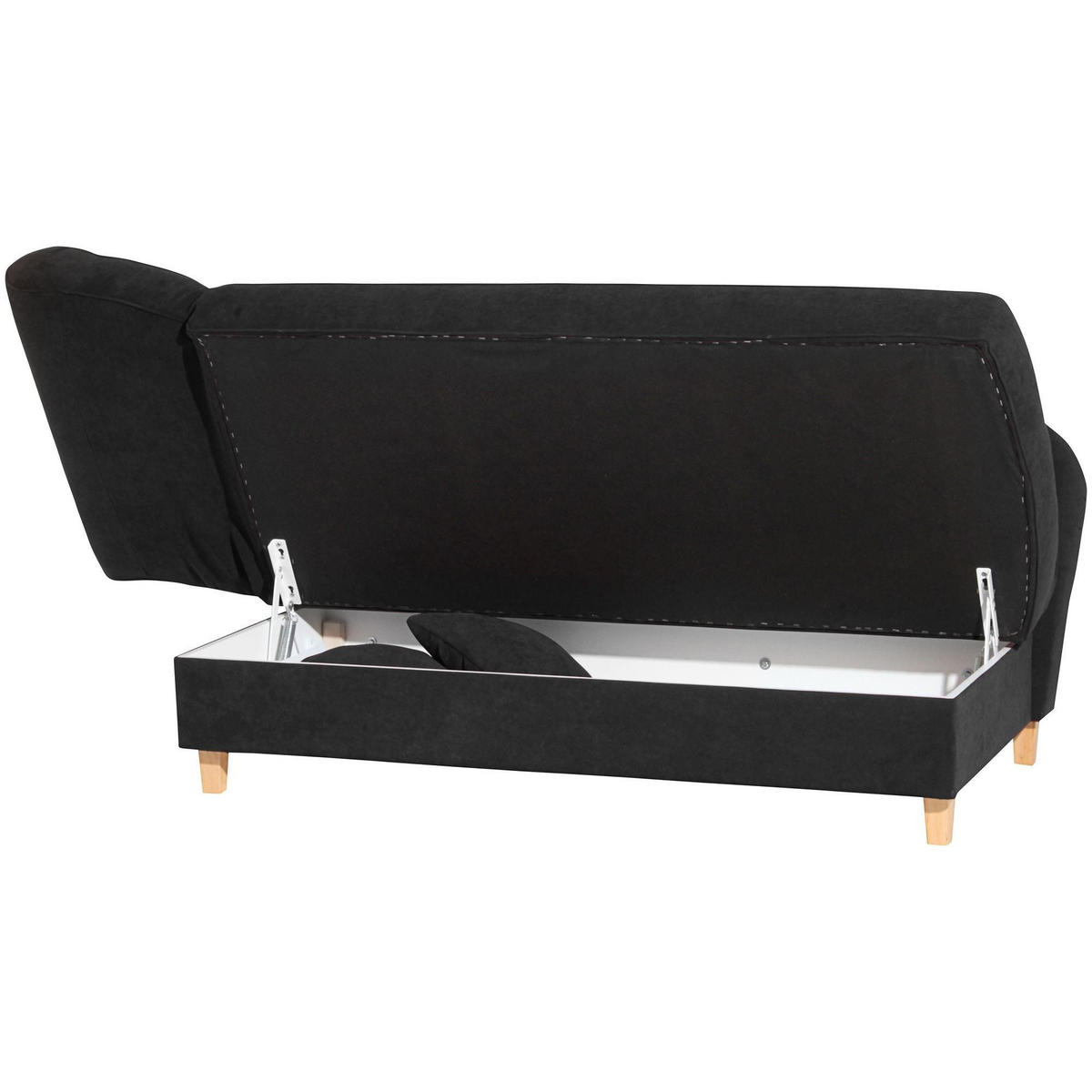 RECAMIERE mit Armteil links klappbar Katia Bezug Veloursstoff Buche natur / schwarz - Schwarz, Kunststoff (190/82/88cm) - 58aufmkessel