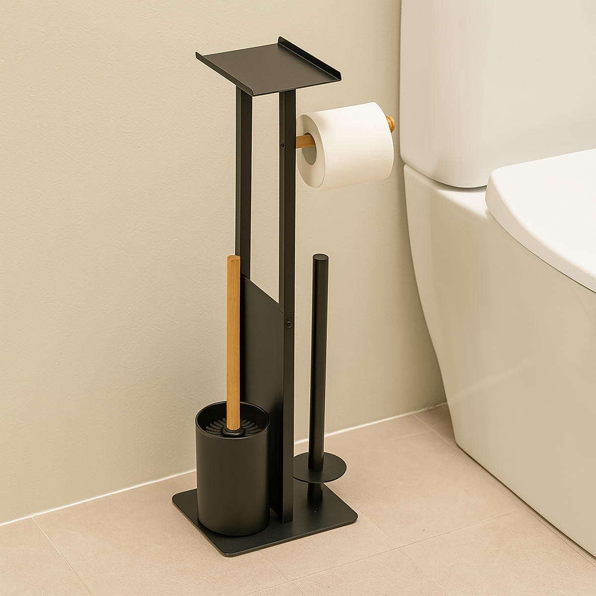 WC-GARNITUR - Weiß, Holz/Kunststoff (21/65/18cm) - Relaxdays