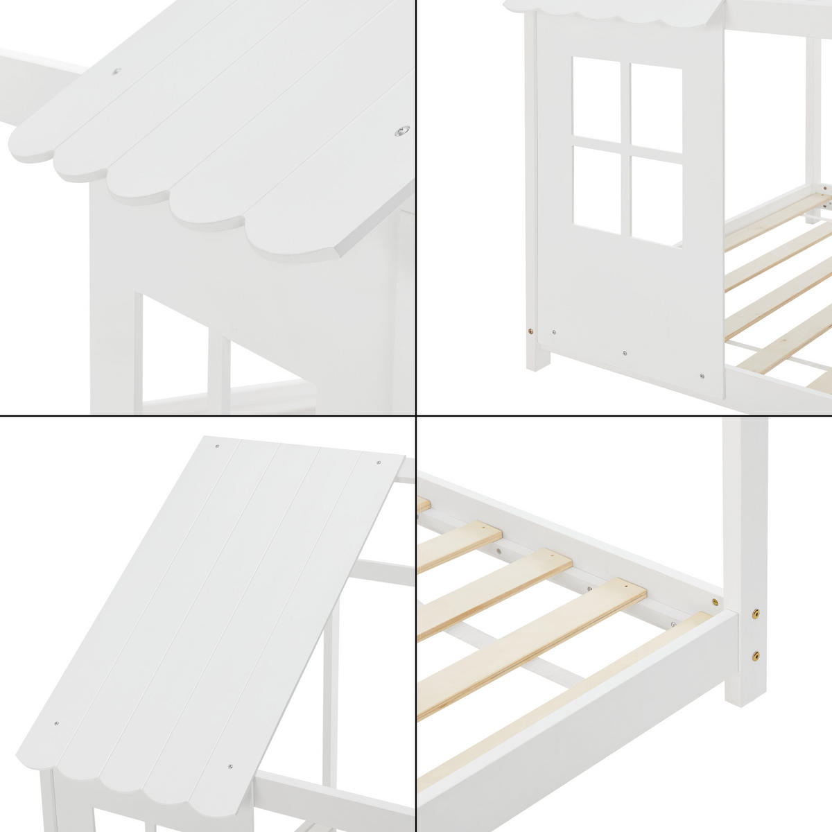 HAUSBETT Tostedt - Weiß, Holz (90/200cm) - [en.casa]