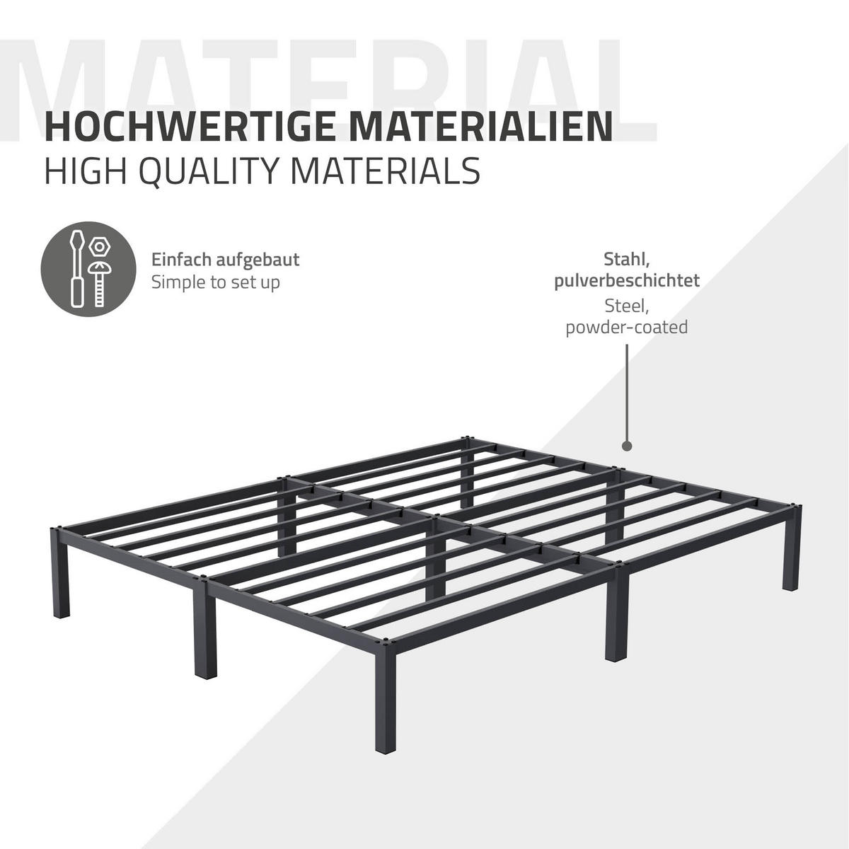 METALLBETT 200/160 cm - Anthrazit, Metall (160/200cm) - ML-DESIGN