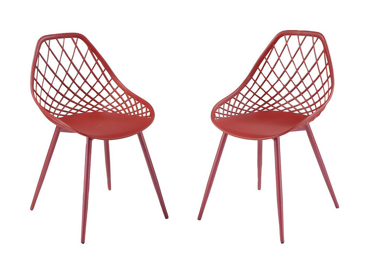 GARTENSTUHL - 54.5cm x 49cm - Polypropylen - terracotta - MALAGA - Braun, Metall (54.5/84/49cm) - Vente-Unique