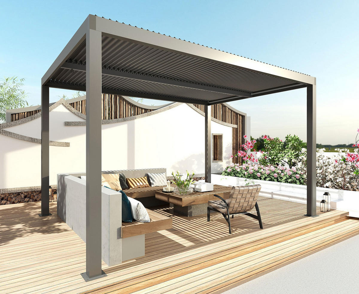 PERGOLA 220x300x300cm Anthrazit 11cm-Gestell - Anthrazit, Metall (300/220/300cm) - BERLINLODGE