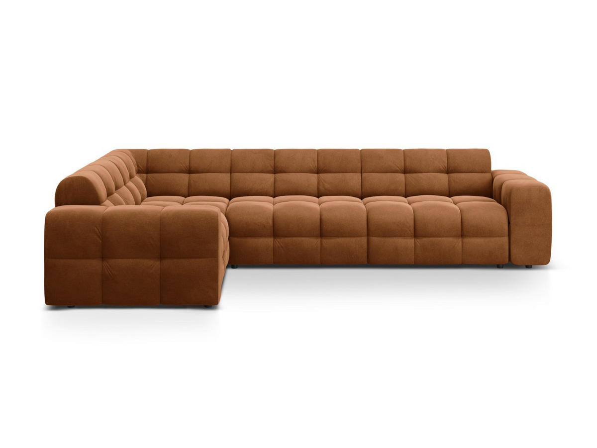 ECKSOFA links Kendal aus Samt kamel 6 Sitzplätze - Hellbraun, Textil (231/332cm) - Micadoni