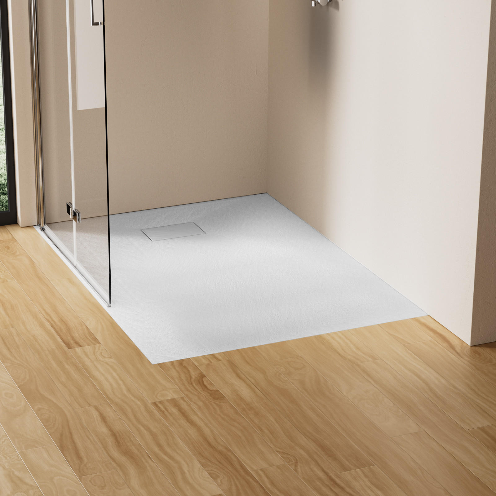 DUSCHWANNE mit rutschhemmender Oberfläche 90/120 cm, Weiß - Weiß, Naturmaterialien (90/2.6/120cm) - EMKE