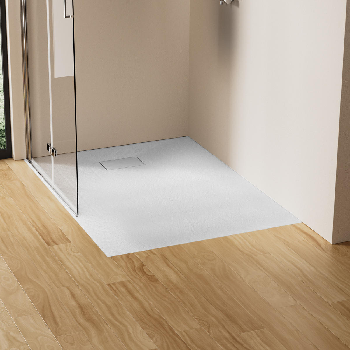 DUSCHWANNE mit rutschhemmender Oberfläche 90/120 cm, Weiß - Weiß, Naturmaterialen (90/2.6/120cm) - EMKE