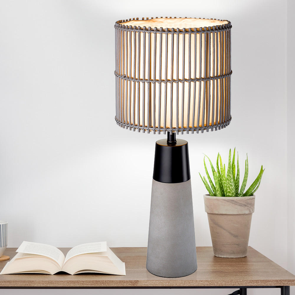 TISCHLEUCHTE Metall Bambus Grau - Grau, Holz (30/30/60cm) - Globo Lighting