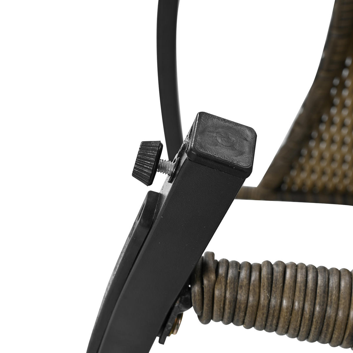 GARTENSETS aus Rattan Grau mit Schaukelstühlen & Glastisch - Grau, Metall - Modfu