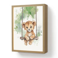 NACHTTISCHLAMPE MIT AKKU Löwe - Tier - Kinder - Dschungel 30x40 cm - Weiß, Holzwerkstoff (8/30/40cm) - OnlyWow