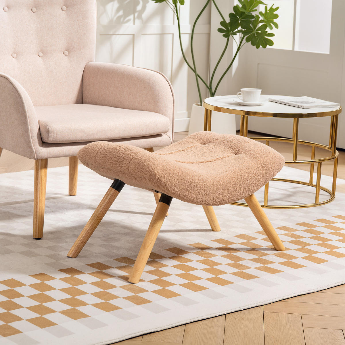 SITZHOCKER, Fußhocker, Polsterhocker, Fußstütze bis 120 kg belastbar Braun - Braun, Kunststoff (45/38/67cm) - HOMCOM