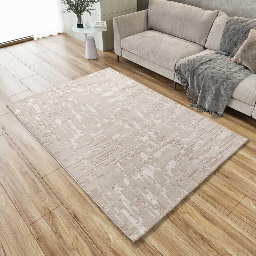 Thumbnail - Atticgo Webteppich, Beige, Creme, Textil, Abstrakt, Rechteckig, 133x190 cm, Oeko-Tex® Standard 100, für Fußbodenheizung ...