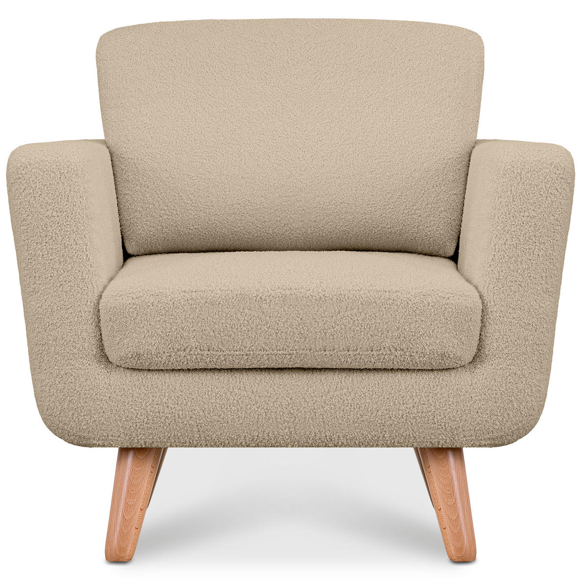 SESSEL TAGIO Massivholz-Beine, Beige - Beige/Braun, Buchenholz/Textil (86/80/88cm) - KONSIMO®