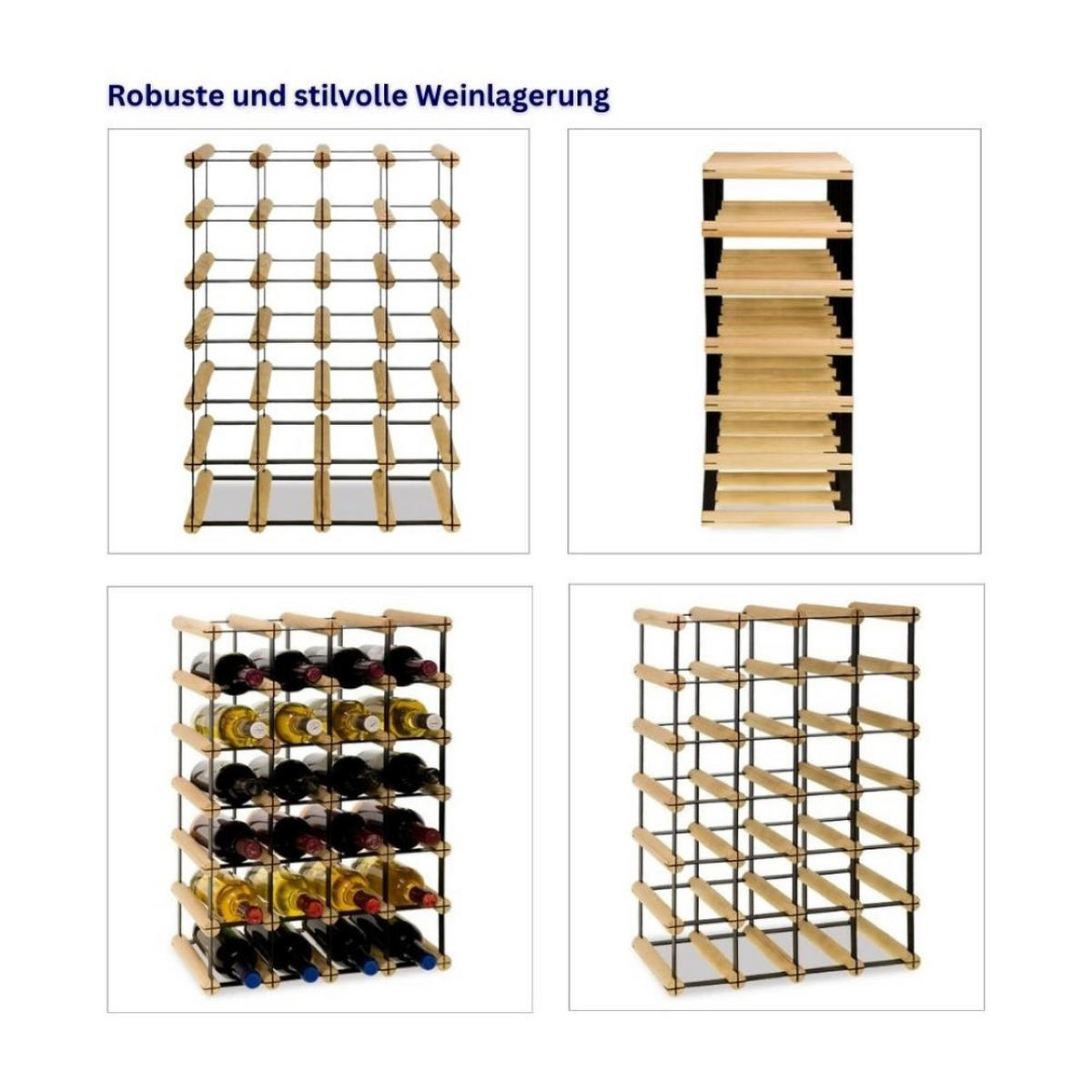 WEINREGAL Vinotega Mod Metal 62,5x42,5x24,5 cm 4x6 Flaschen Massives Kiefernholz Natur - Naturfarben, Holz (42.5/62.5/24.5cm) - PROREGAL