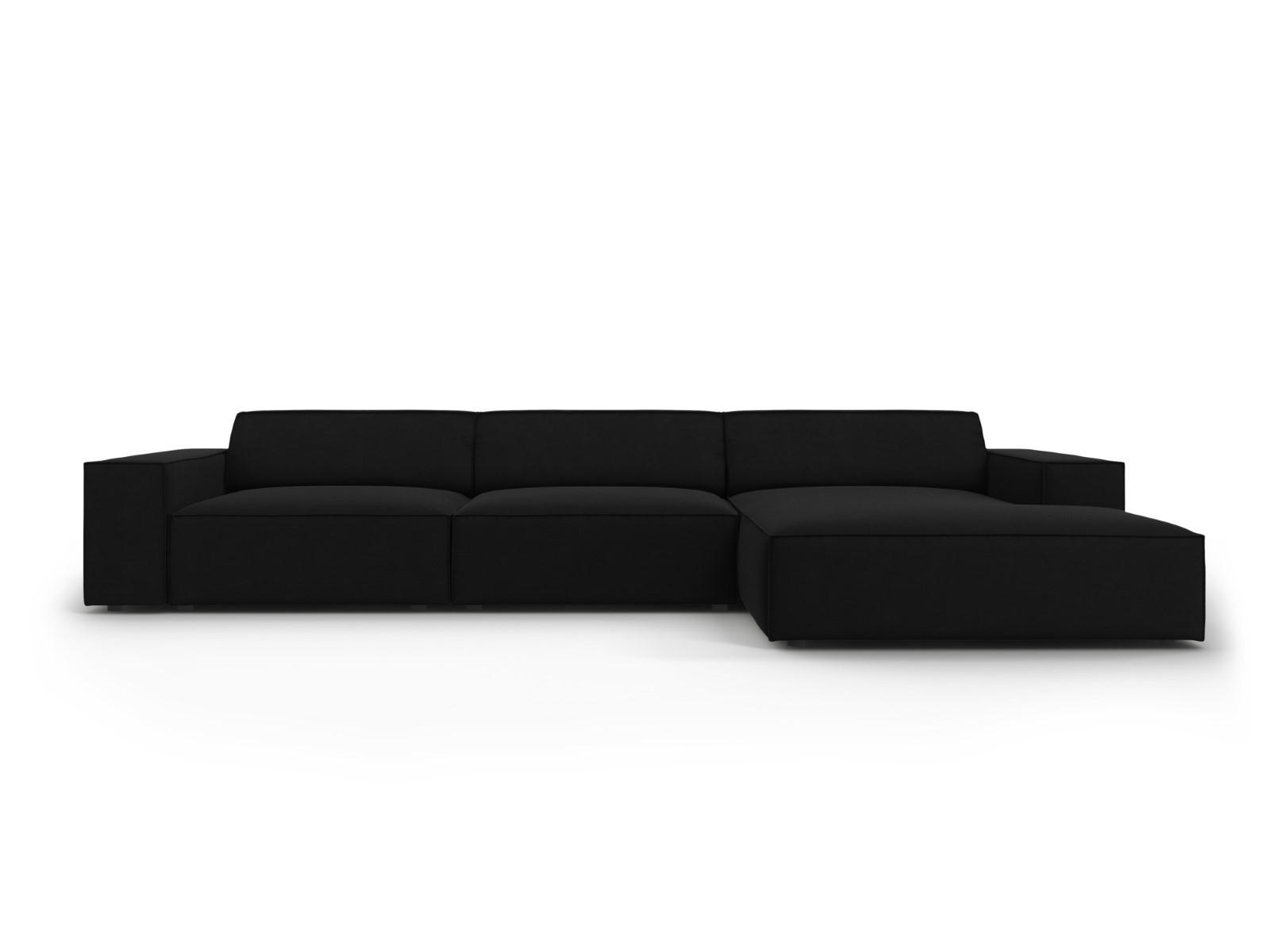 ECKSOFA rechts Jodie aus Samt schwarz 4 Sitzplätze - Schwarz, Textil (166/284cm) - Micadoni