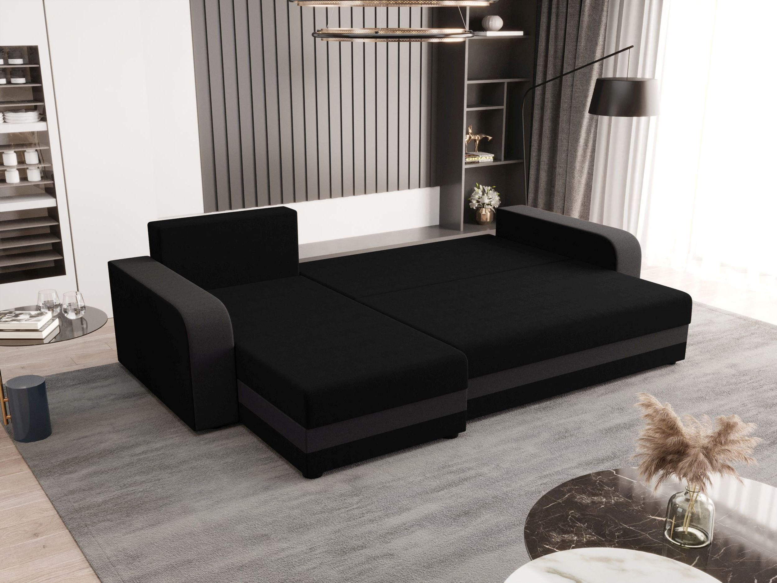 ECKSOFA HEWLET L BIS Sawana 14+05 Links mit Schlaffunktion - Dunkelgrau, Textil (240/140cm) - Bedante