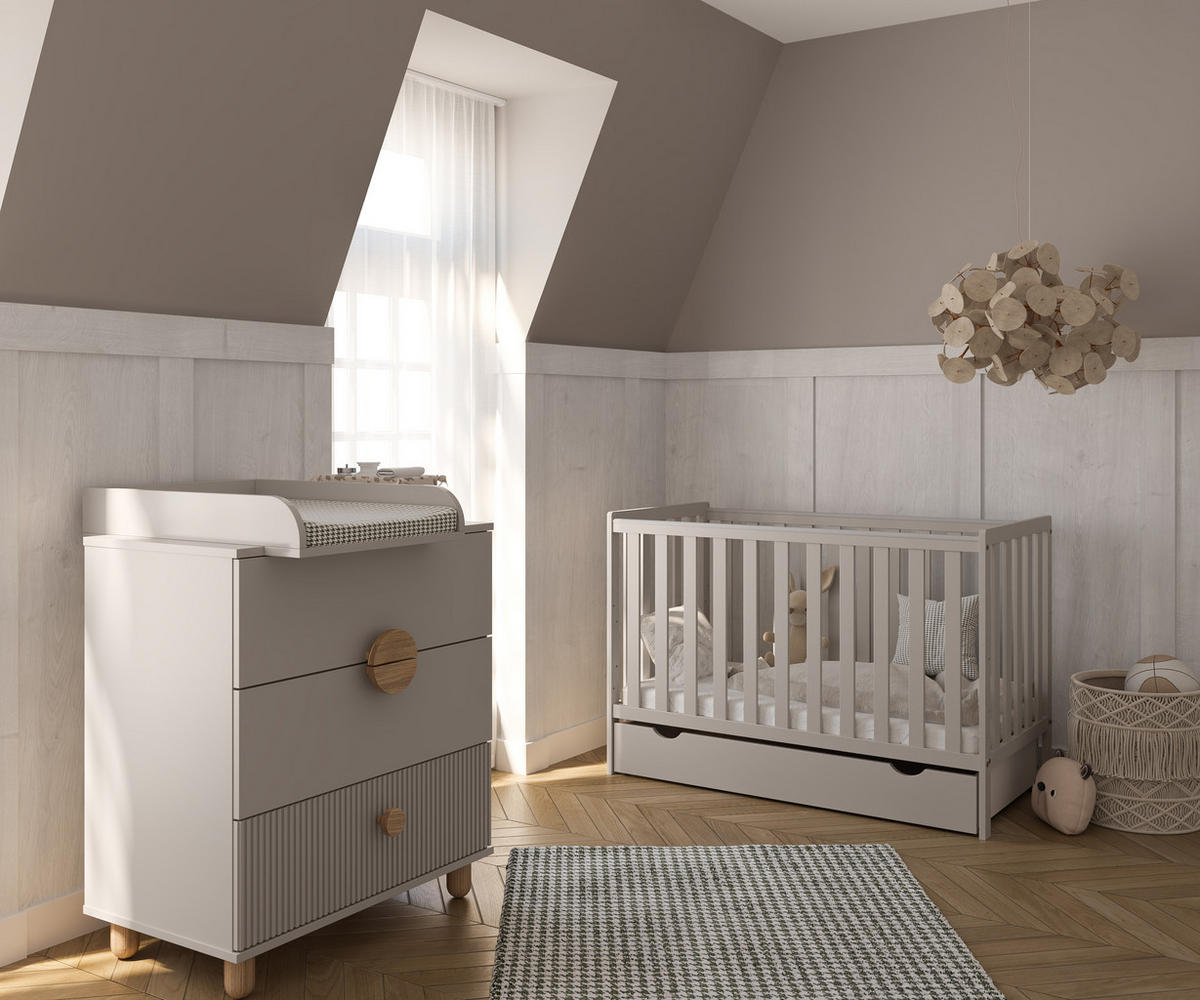 BABYBETT Lio mit Matratze und Schublade - Mintgrün, Holzwerkstoff (60/120cm) - kiki design