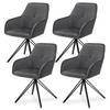 DREHSTUHL Clyde Samt dunkelgrau mit Armlehne (4er-Set) - Dunkelgrau, Textil (57/85/61cm) - Juskys