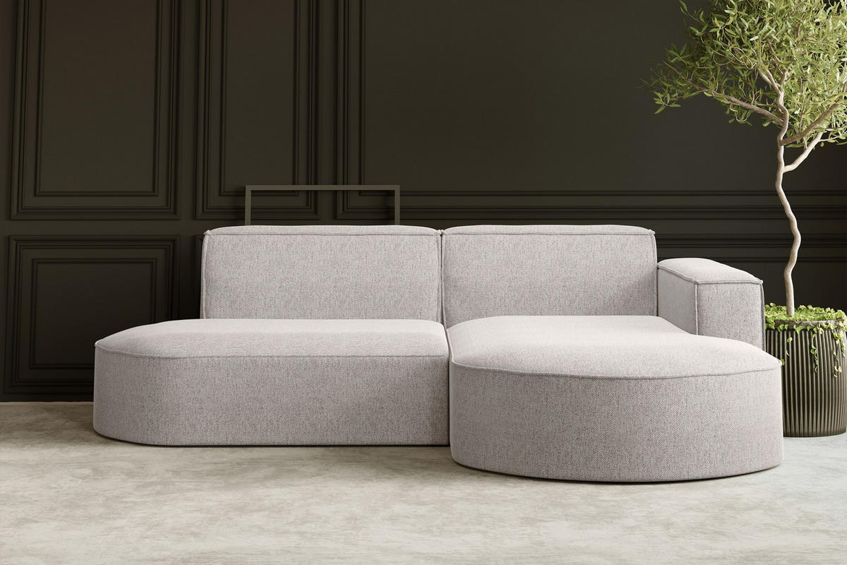 ECKSOFA MODENA L STUDIO Stoff Verita Beige Rechts - Beige, Holz (236/165cm) - Kaiser Möbel