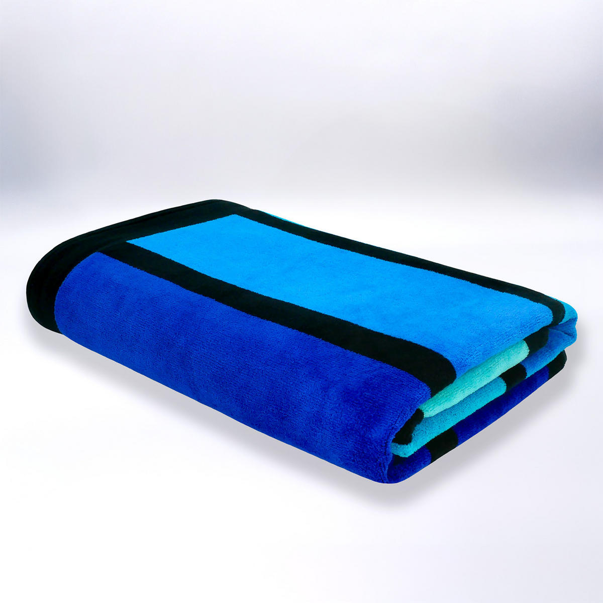 STRANDTUCH Frottee Velours Jacquard Happy Blue 100x175 470g/m² - Blau, Textil (100/175cm) - LE COMPTOIR DE LA PLAGE