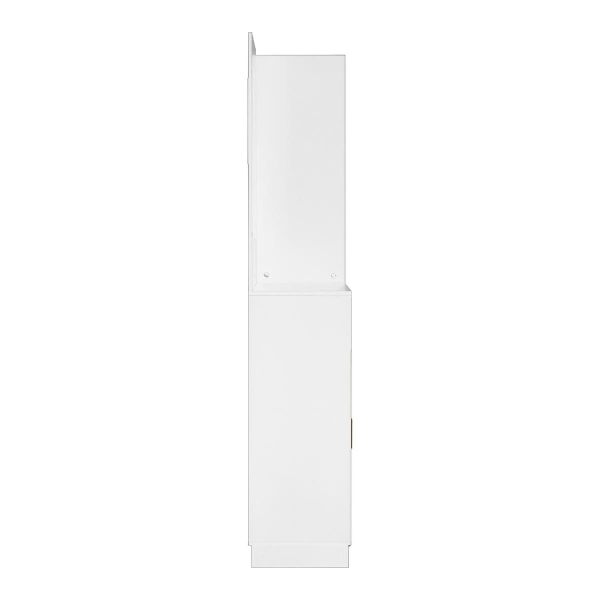 GARDEROBE Flur Multifunktion Schuhschrank Spiegel Sitzbank MDF verstellbare Einlegeböden - Weiß, Glas/Holzwerkstoff (111/185.5/33cm) - EVRYAE