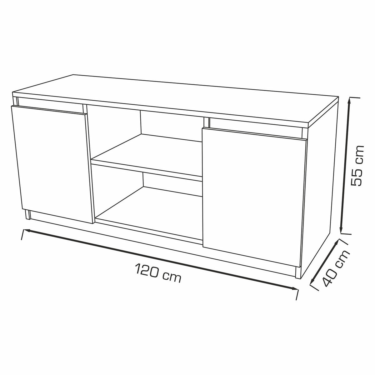 LOWBOARD MERAVIGLIA 120x40x55 cm mit 2 Türen Weiß - Weiß, Holzwerkstoff (120/55/40cm) - MASSENO