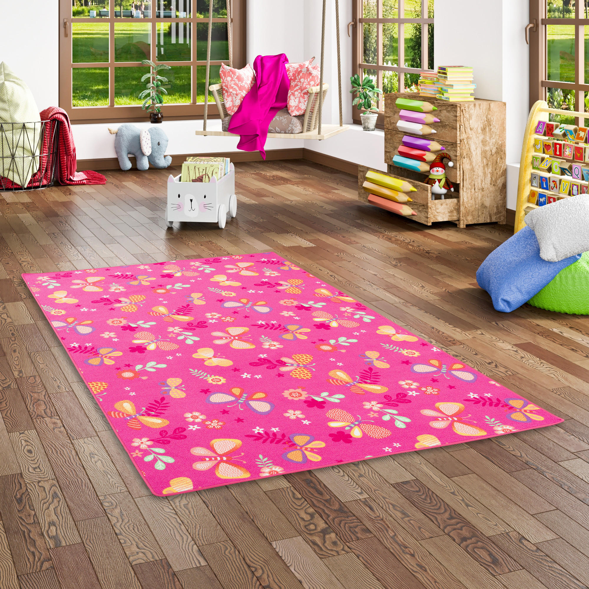 KINDER SPIEL TEPPICH SCHMETTERLING - Pink, Textil (200/200cm) - Snapstyle