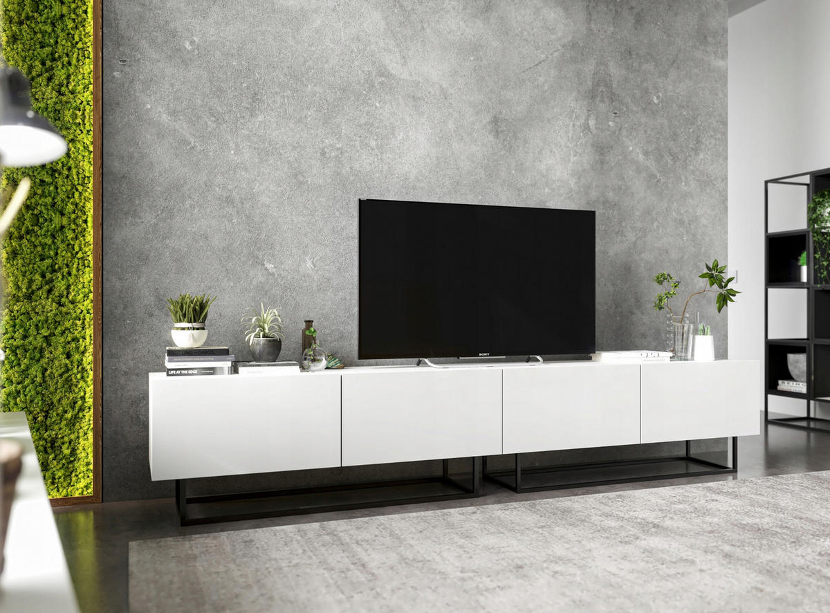 TV-LOWBOARD 2-er Set Enjoy Weiß Matt mit Metallrahmen 120 cm - Schwarz/Weiß, Holzwerkstoff/Metall (240/46/35cm) - Meble Lindner