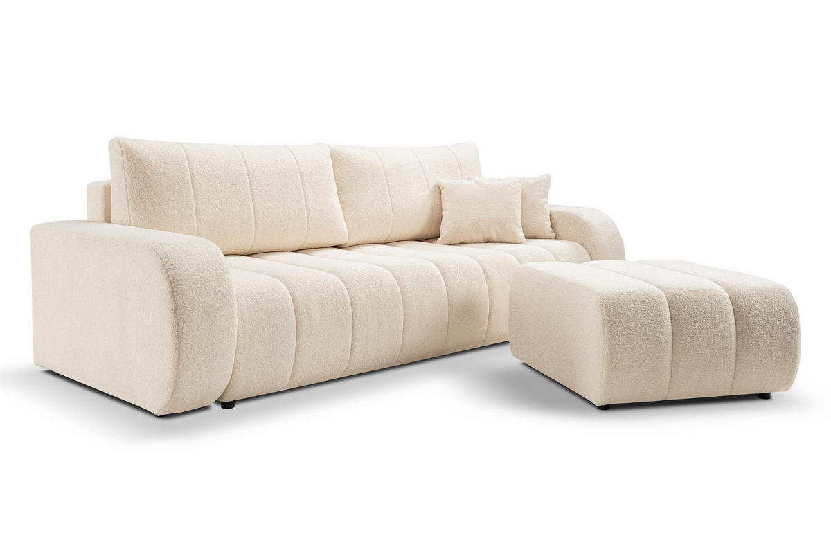 POLSTERHOCKER GIOIA Modern Sitzhocker, Fußhocker Creme - Creme, Holzwerkstoff/Kunststoff (75/41/82cm) - MASSENO