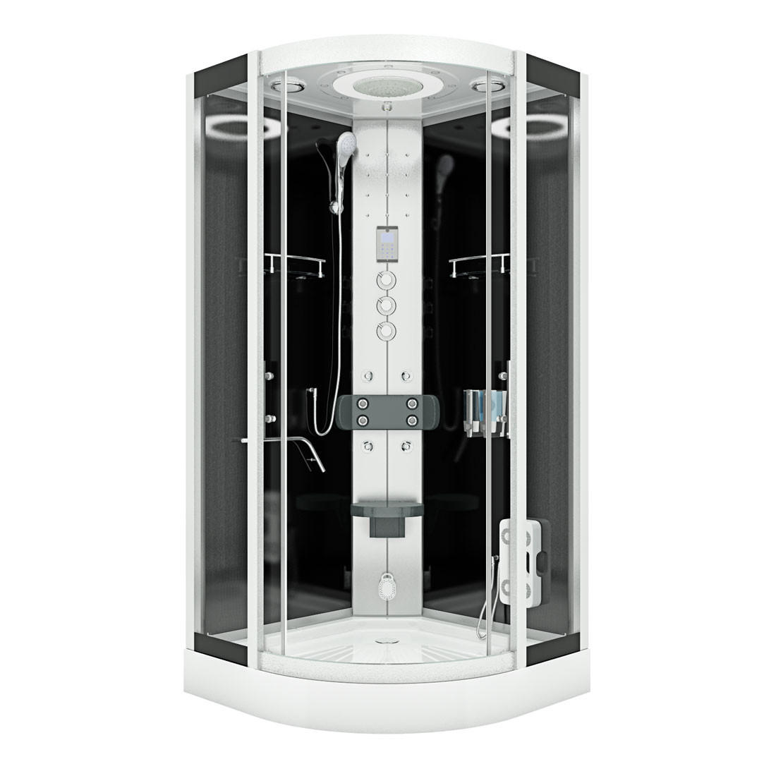 DAMPFDUSCHE Duschkabine D58-13T3-EC sw 90x90 - Schwarz, Glas/Kunststoff (90/90/215cm) - AcquaVapore by Sandra Jentho