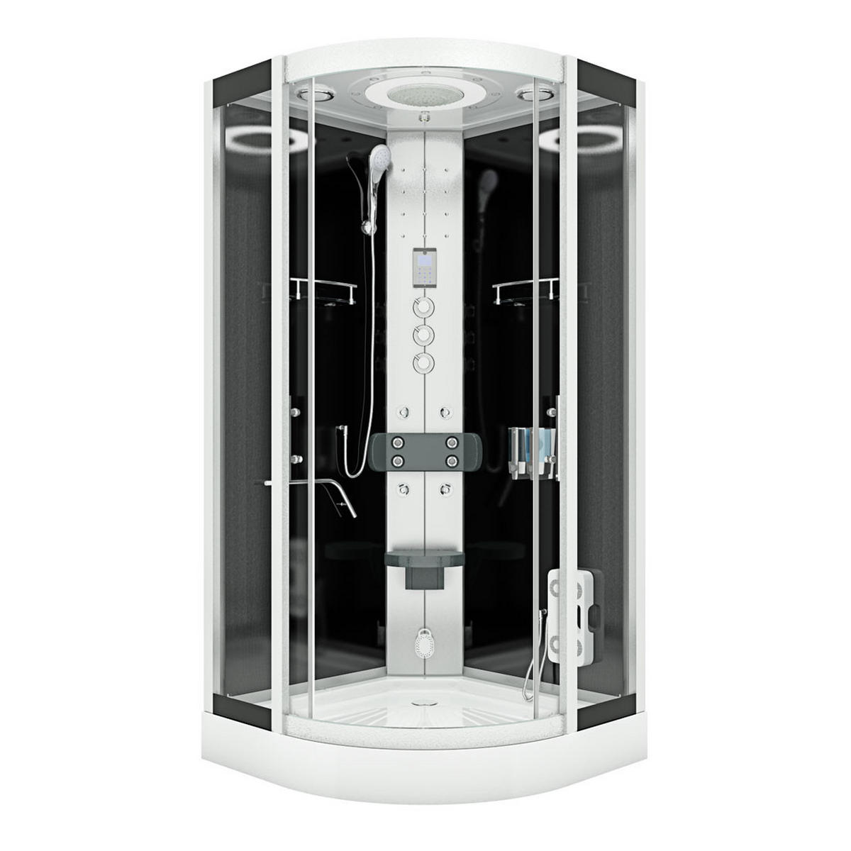 DAMPFDUSCHE Duschkabine D58-13T3-EC sw 90x90 - Schwarz, Glas/Kunststoff (90/90/215cm) - AcquaVapore by Sandra Jentho