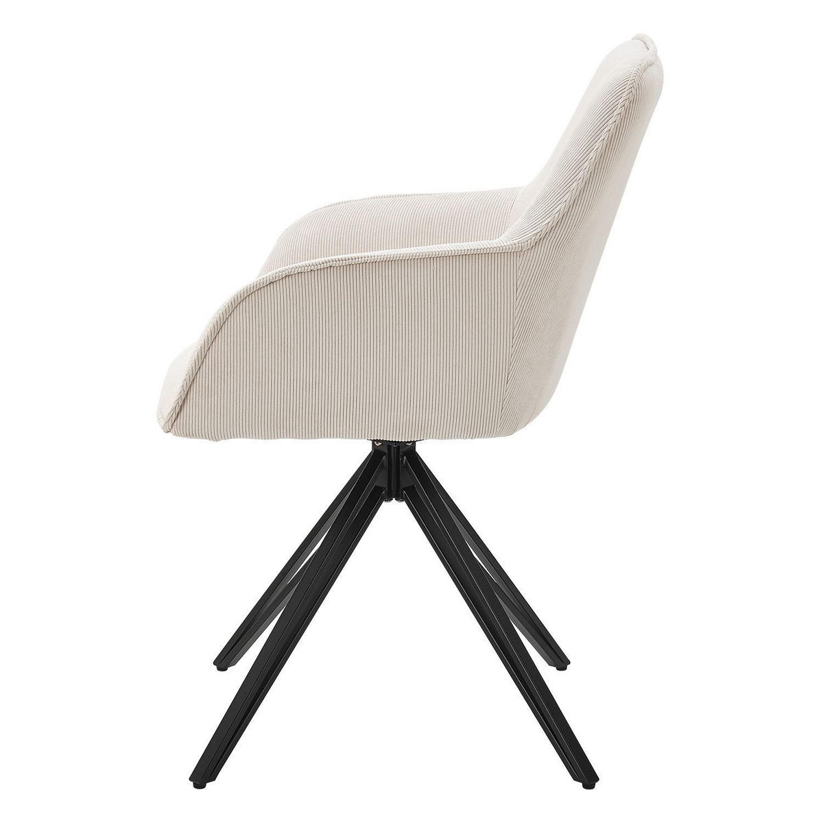 DREHSTUHL Clyde mit Armlehne cord beige (2er-Set) - Beige, Textil (57/85/61cm) - Juskys