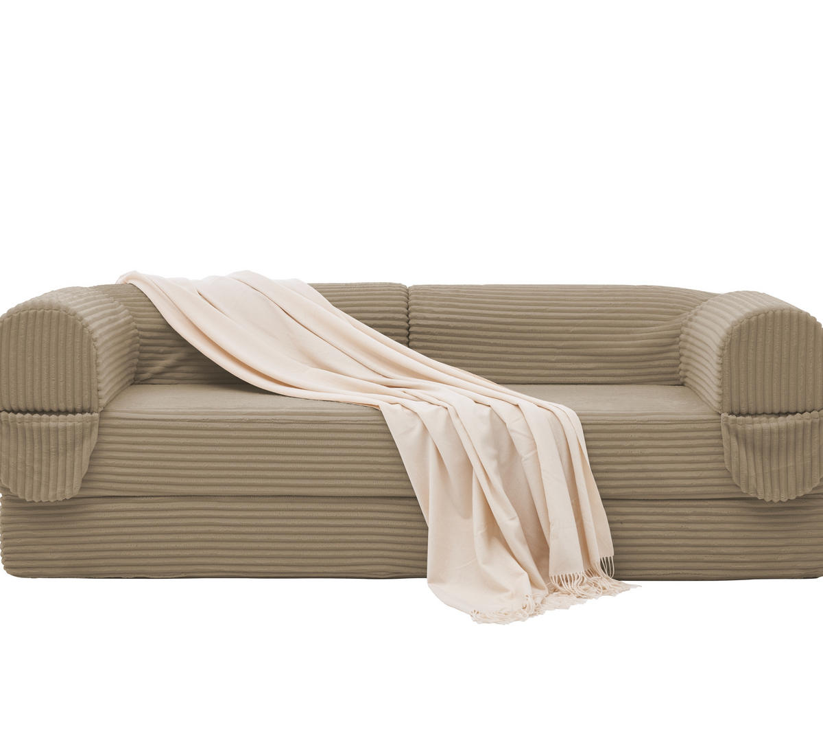 SCHLAFSOFA in Braun aus Cord mit bodennaher Konstruktion - Braun, Textil/Metall (190/45/78cm) - CHICFURN