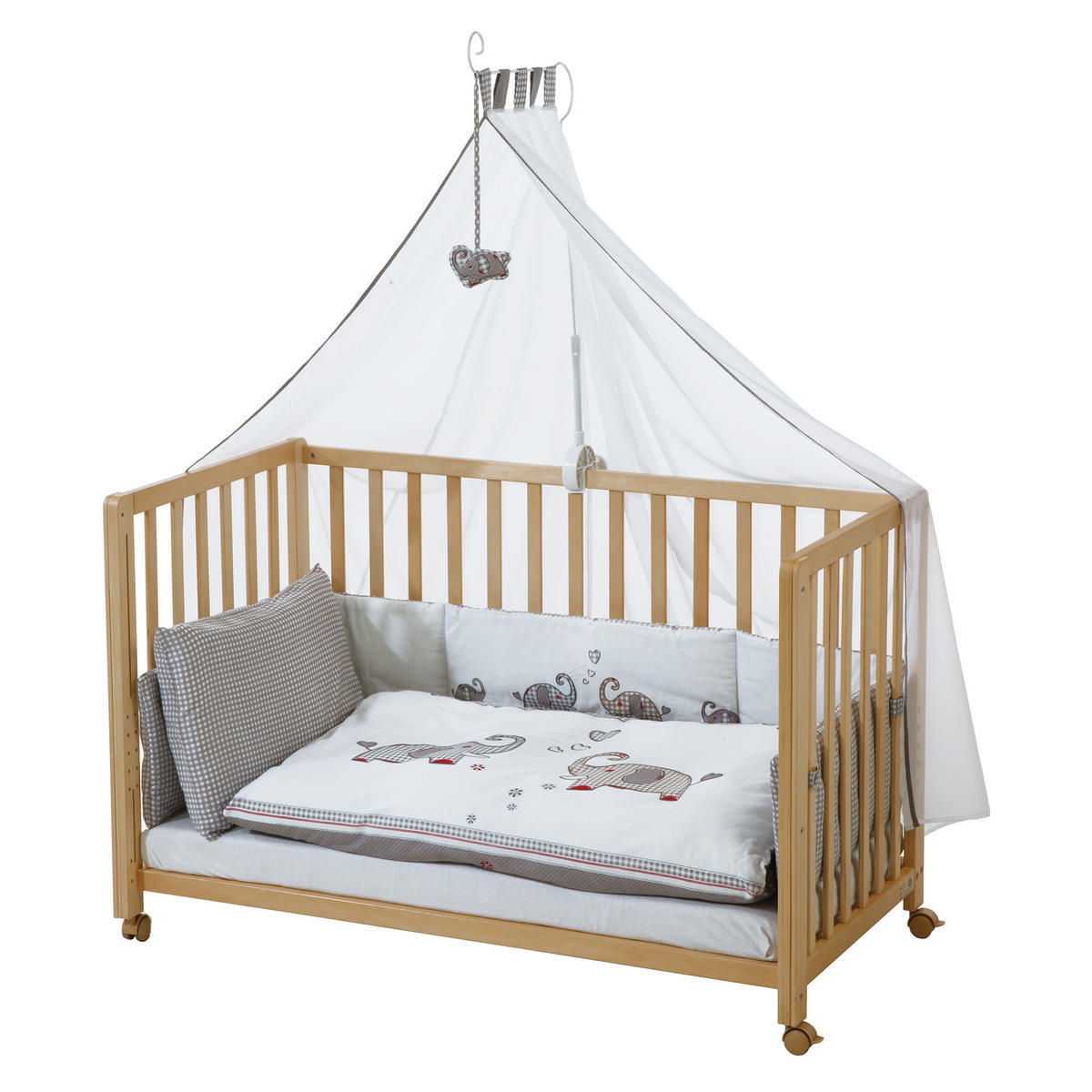 BABYBETT Jumbo twins grau 5er-Set 60 x 120 cm - Naturfarben/Grau, Holzwerkstoff (60/120cm) - Roba