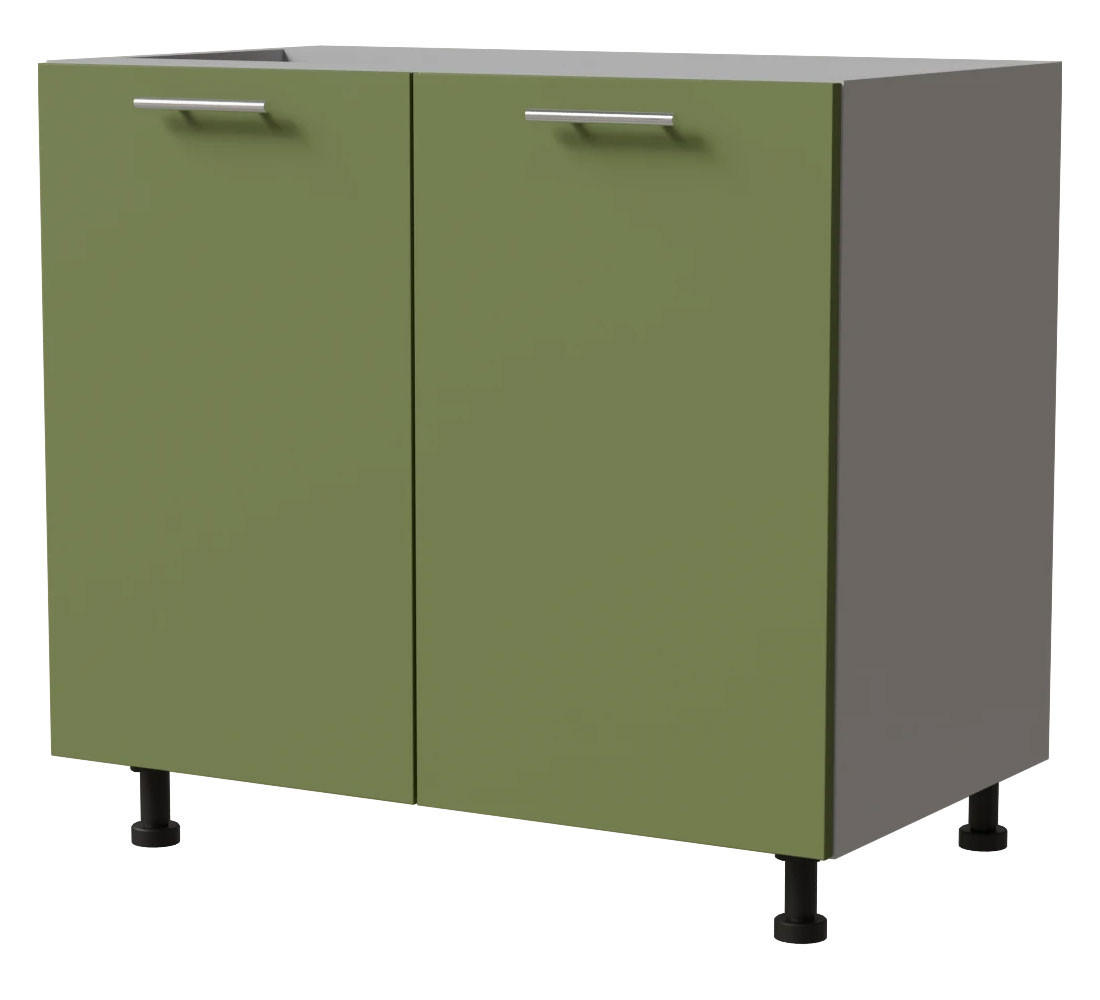 KÜCHENUNTERSCHRANK Brerra D11/90 Korpus grau / Front RAL 6025 farngrün Matt 90 / 50 / 82 cm - Grau/Grün, Holz/Holzwerkstoff (90/82/50cm) - Feldmann-Wohnen