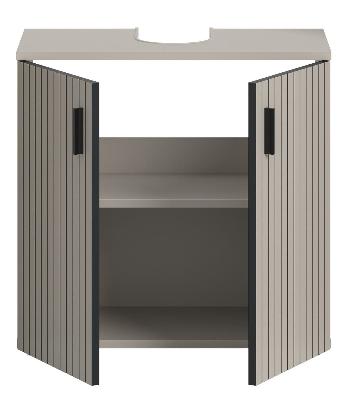 WASCHBECKENUNTERSCHRANK kaschmir 60 cm, Badezimmer Unterschrank 2-türig - Kaschmir/Schwarz, Holzwerkstoff/Kunststoff (60/59/30cm) - Inn.Furn