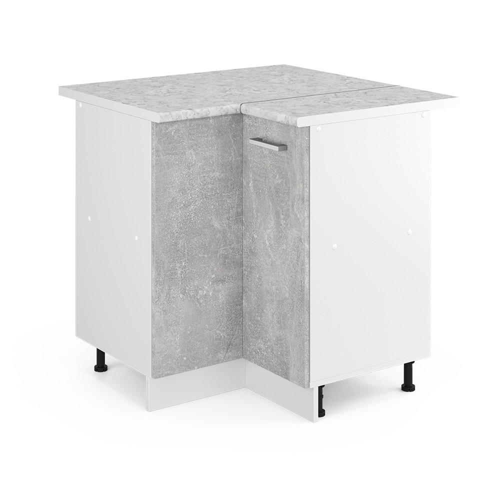 ECKSCHRANK FÜR HAUSRAT R-Line Beton 75.6 cm mit Tür, mit Arbeitsplatte - Schieferfarben/Weiß, Holzwerkstoff (75.6/81.6/60cm) - Vicco