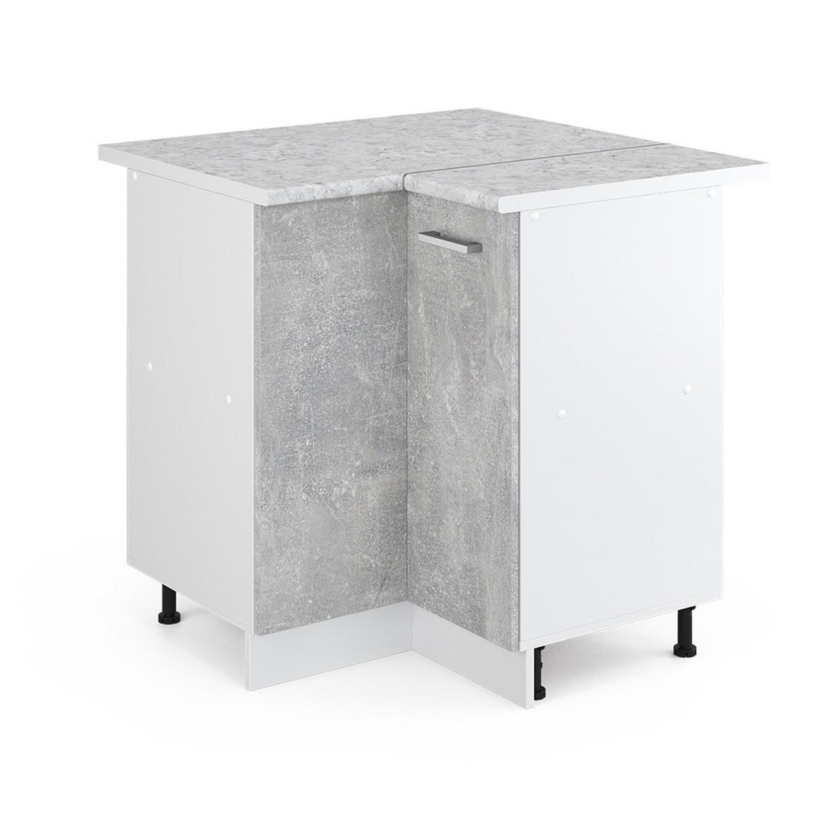 ECKSCHRANK FÜR HAUSRAT R-Line Beton 75.6 cm mit Tür, mit Arbeitsplatte - Schieferfarben/Weiß, Holzwerkstoff (75.6/81.6/60cm) - Vicco