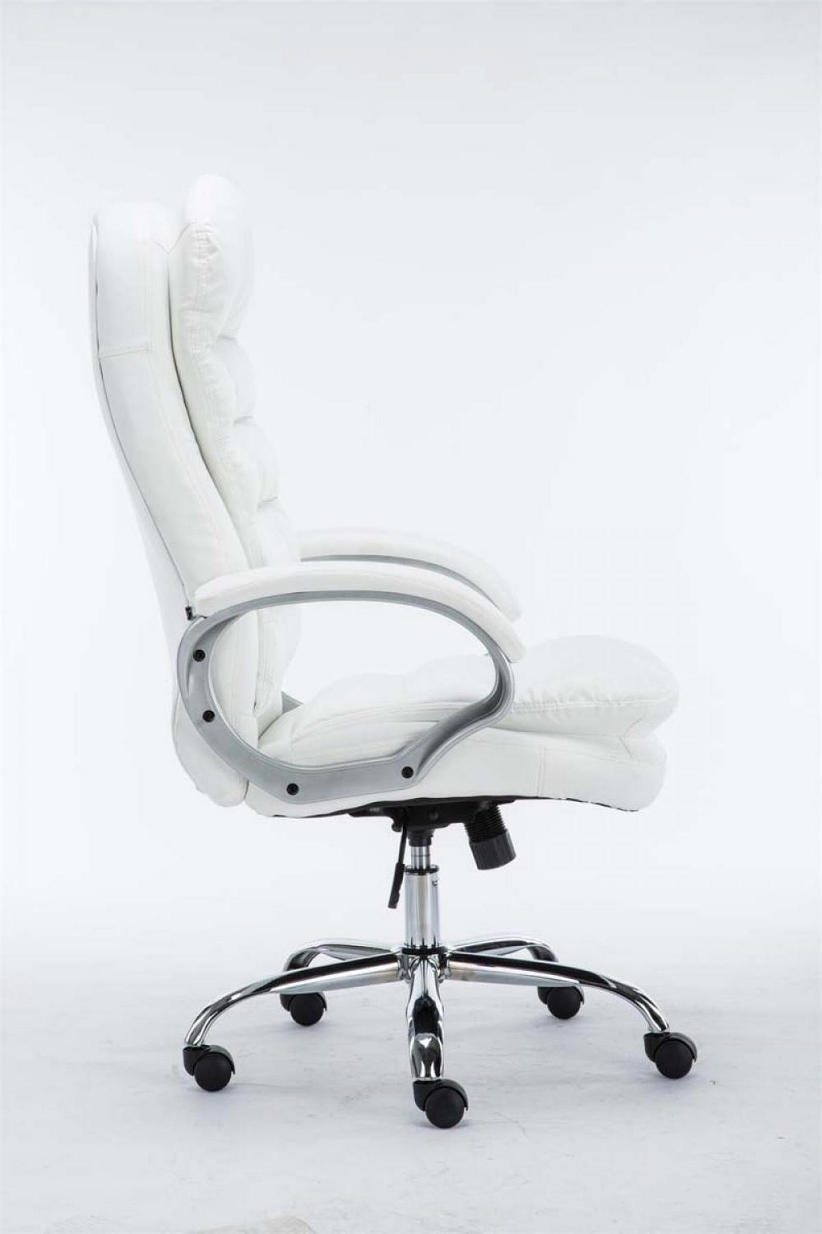 CHEFSESSEL Lederlook weiß - Chromfarben/Weiß, Textil/Metall (68/116/77cm) - CLP