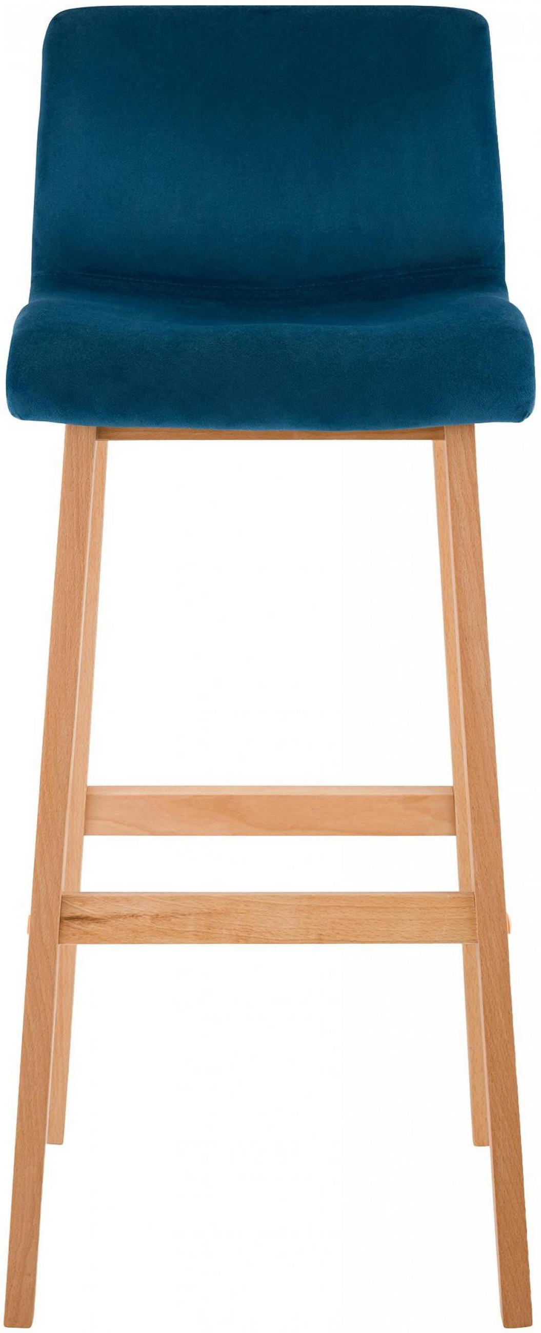 BARHOCKER Samt Blau - Blau/Eukalyptusholzfarben, Holz/Textil (41/101/46cm) - CLP