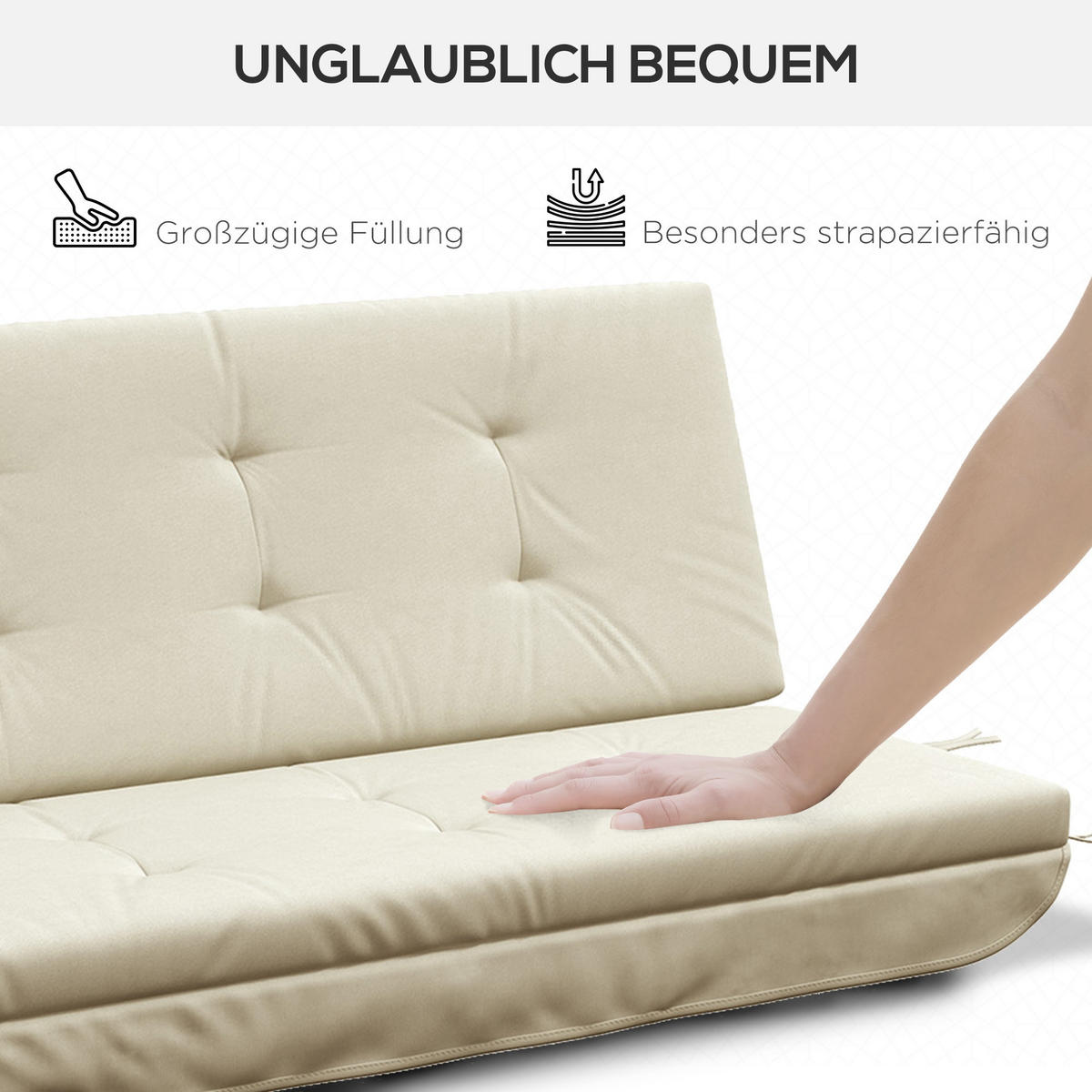 SITZKISSEN Rückenkissen Seitenkissen Beige - Beige, Kunststoff (100/8/170cm) - Outsunny