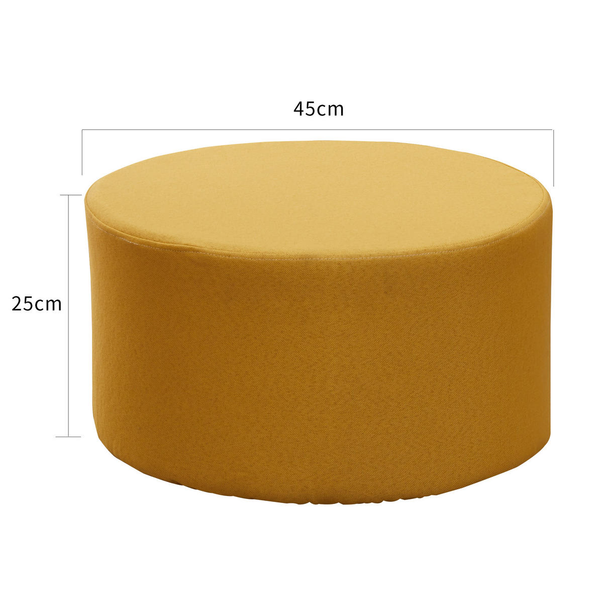 SITZHOCKER Gelb 45/45/25 cm - Gelb, Textil (45/25/45cm) - Mobili Rebecca