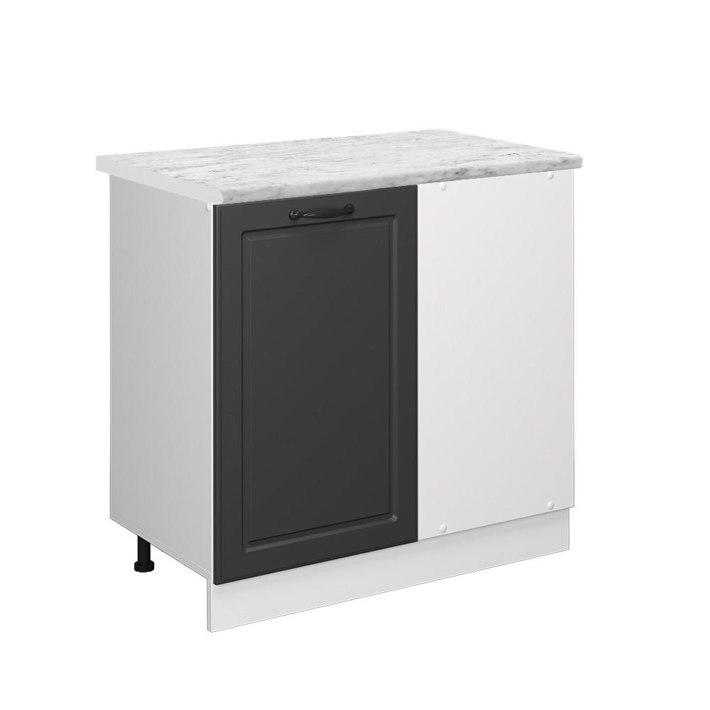 ECKUNTERSCHRANK R-Line Anthrazit Landhaus 86 cm AP Marmor - Dunkelgrau/Anthrazit, Holzwerkstoff (86/81.6/60cm) - Vicco